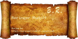 Beringer Rudolf névjegykártya